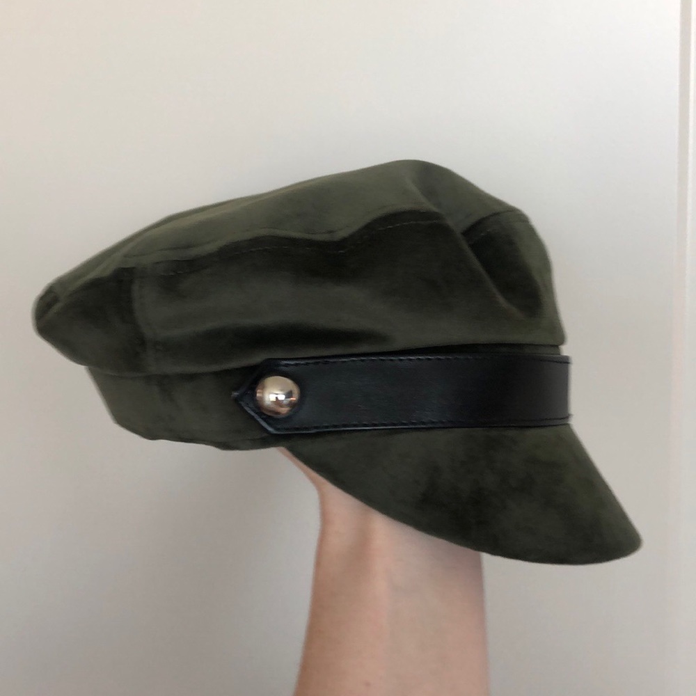 Green Velvet Bikers Cap